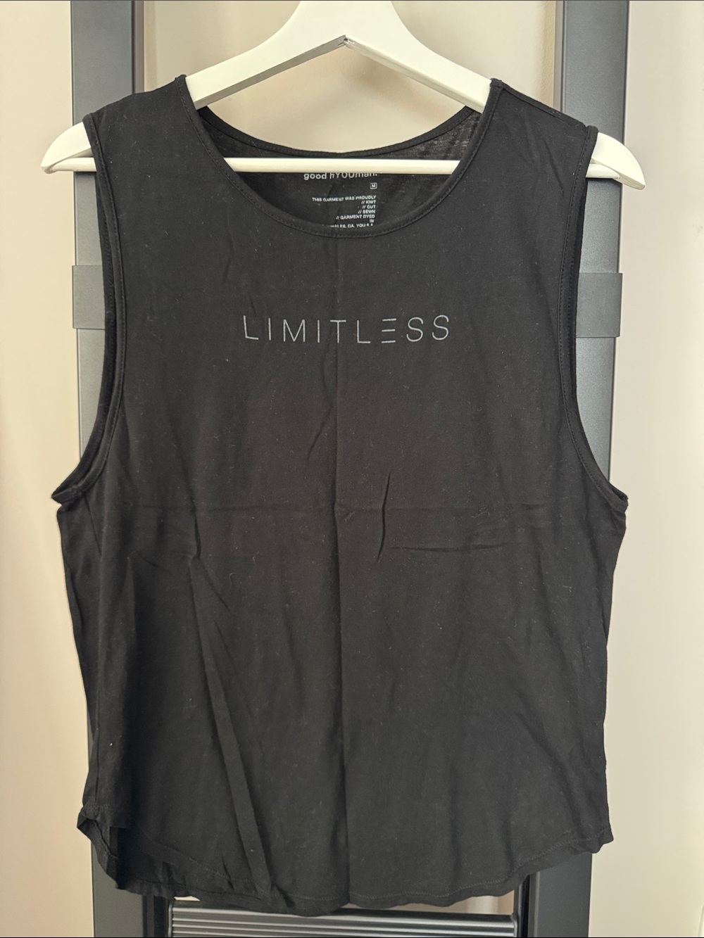 good hYOUman Black 'LIMITLESS' Graphic Muscle Tank